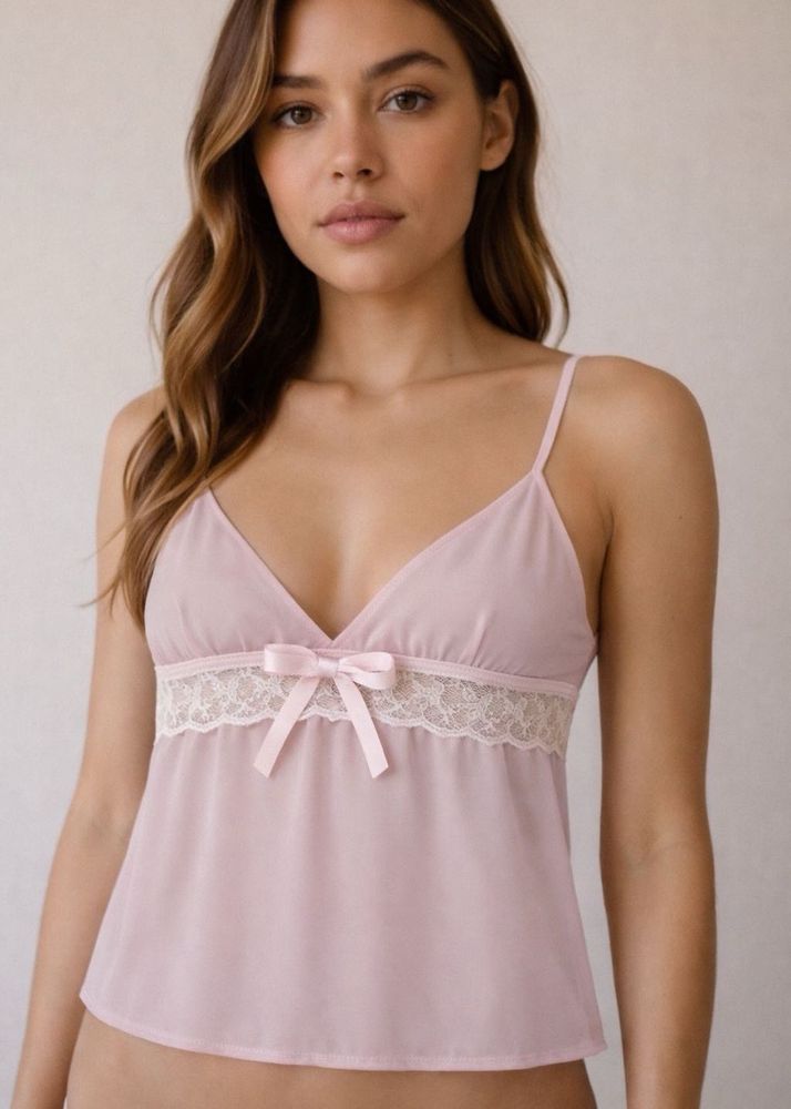 Cute Pink Cami with Lace Trim