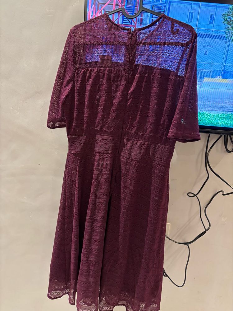 Xxl Elegant Burgundy Lace Dress