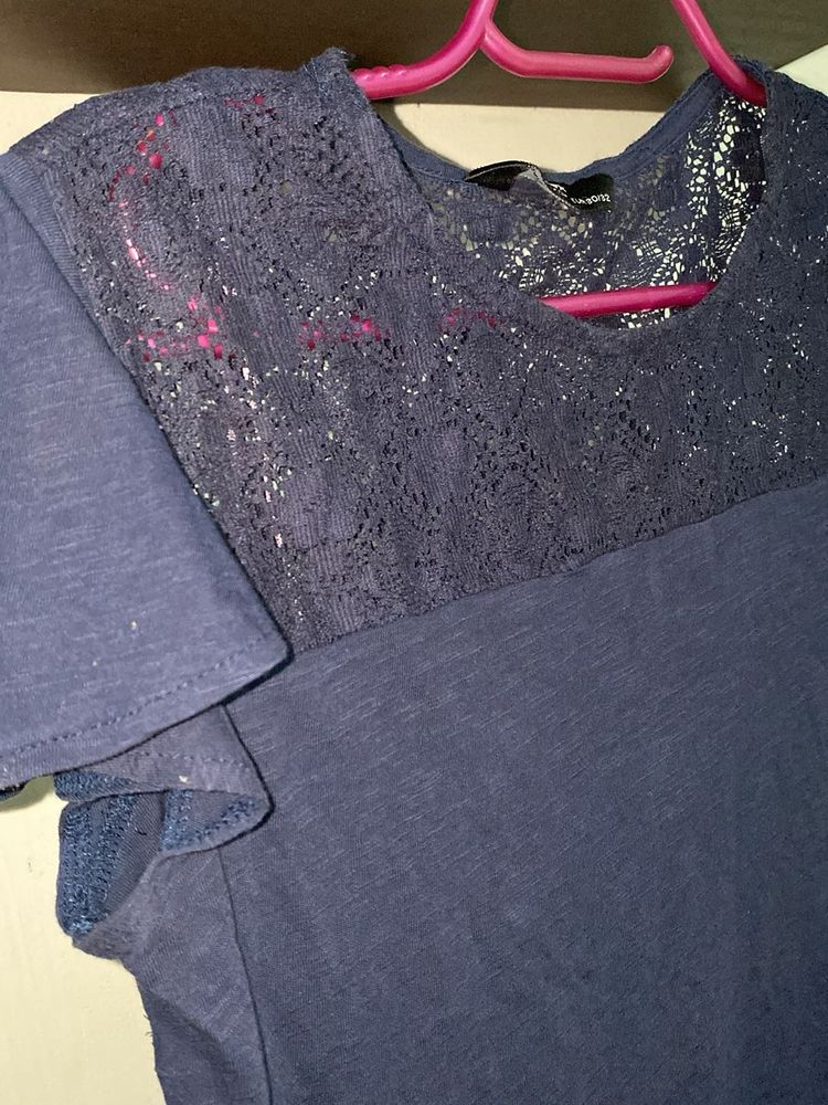 Blue Lace Detail Top