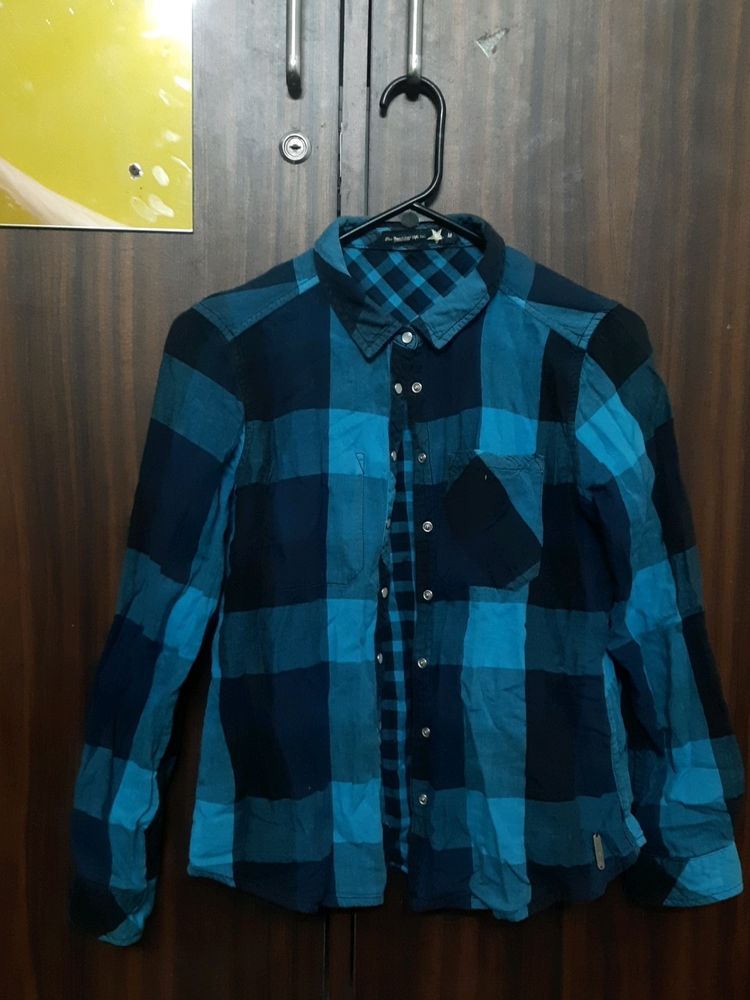 Roadster Blue Reversible Checkered Shirt