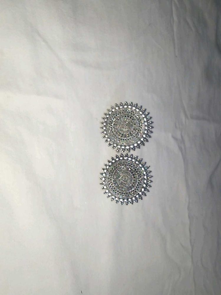 Silver Mandala Drop Earrings