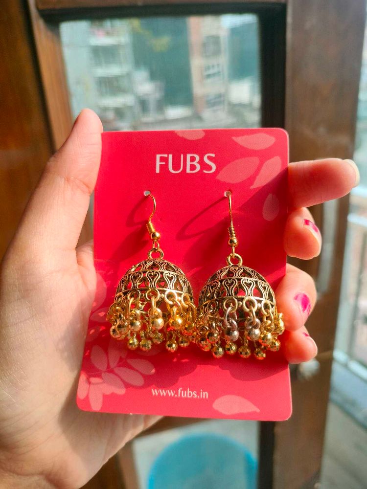 Gold Jhumka Earrings