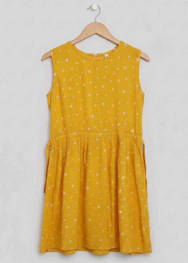 Girls' Yellow Star Print Dress