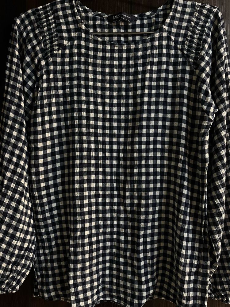 Gingham Check Long Sleeve Top