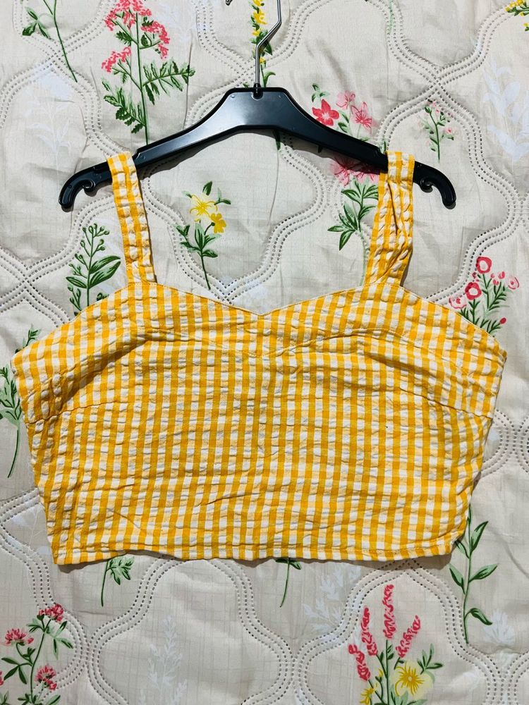 Yellow Gingham Crop Top