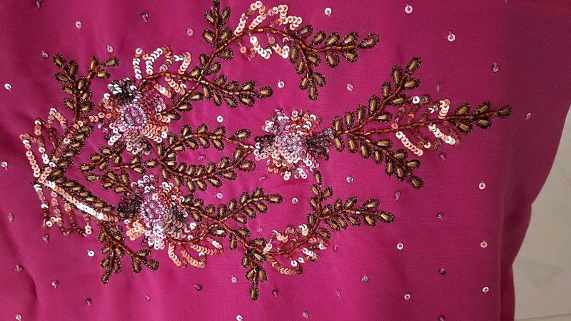 Pink New Saree With Blouse