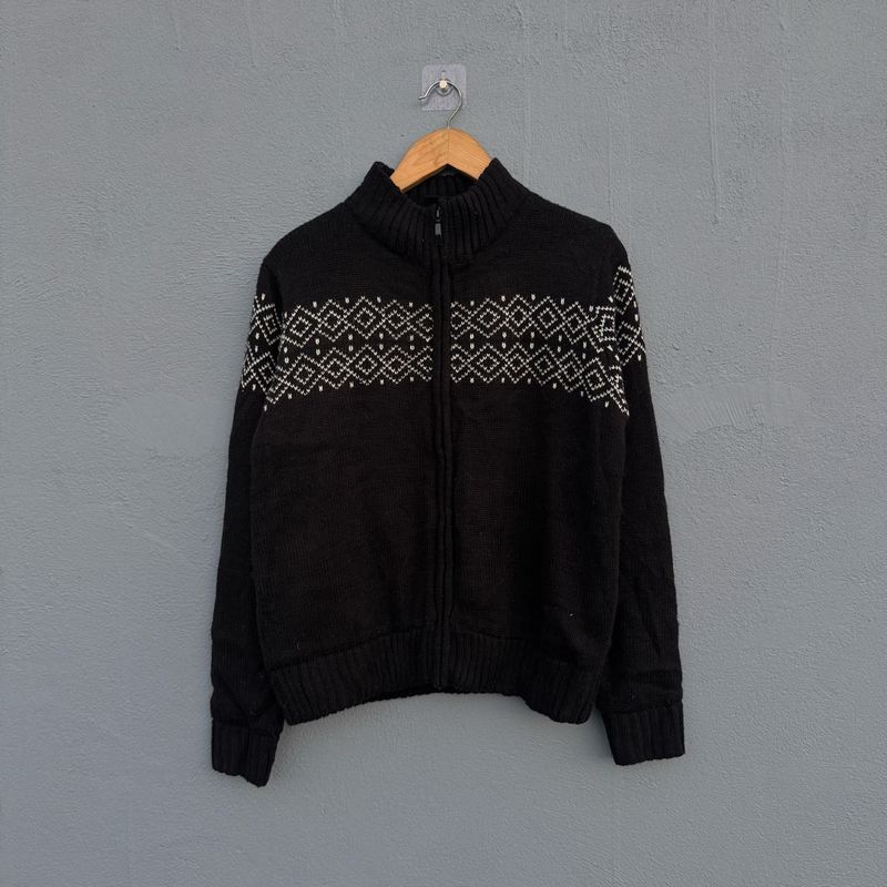 Patterned Zip-Up Sweater