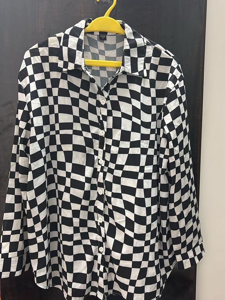 Checkered Print Button-Down Shirt