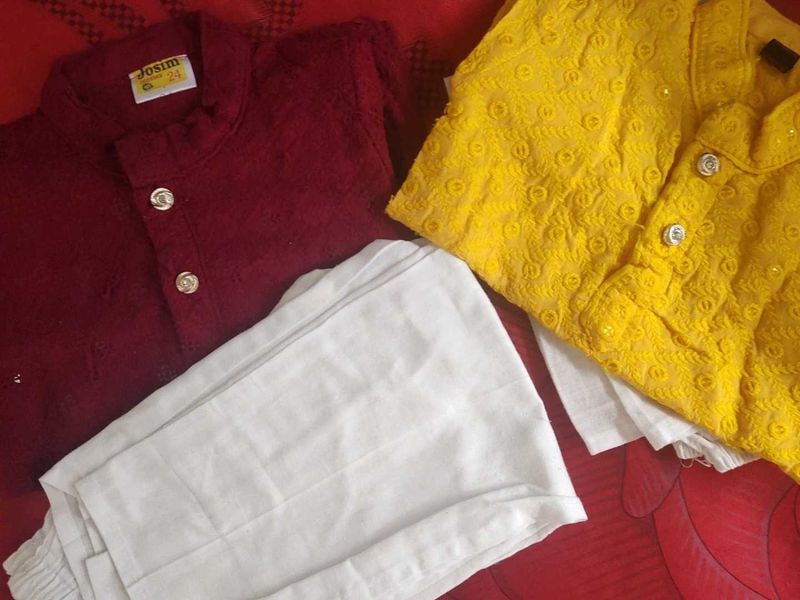 Chickenkari Kurta Pajama Set For Kids (Combo)