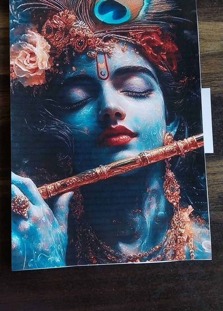 Lord Krishna Art Print in Lamination Sheet