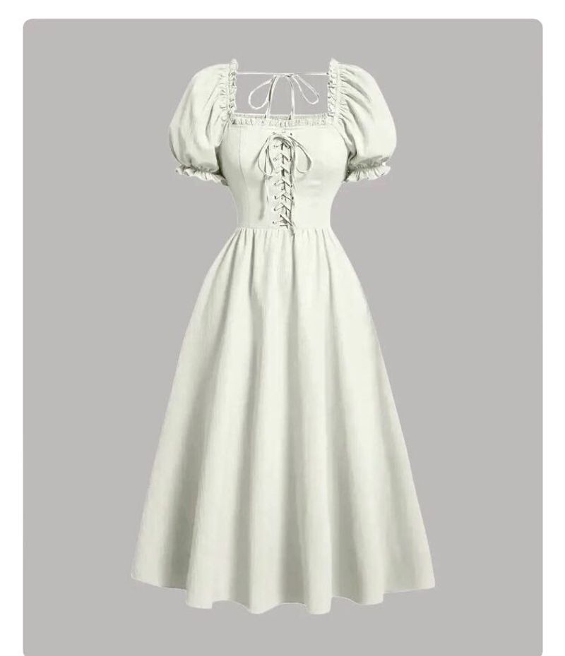 Ivory Corset Puff Sleeve Midi Dress