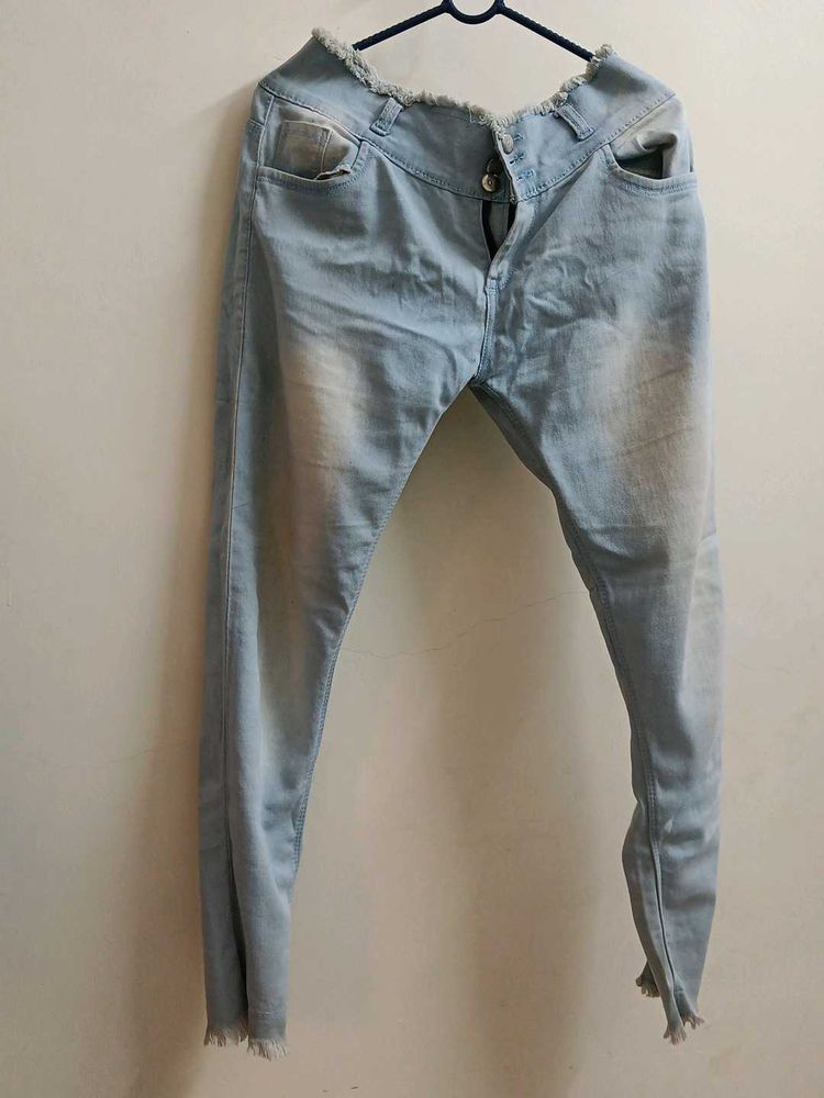 Distressed Hem Jeans