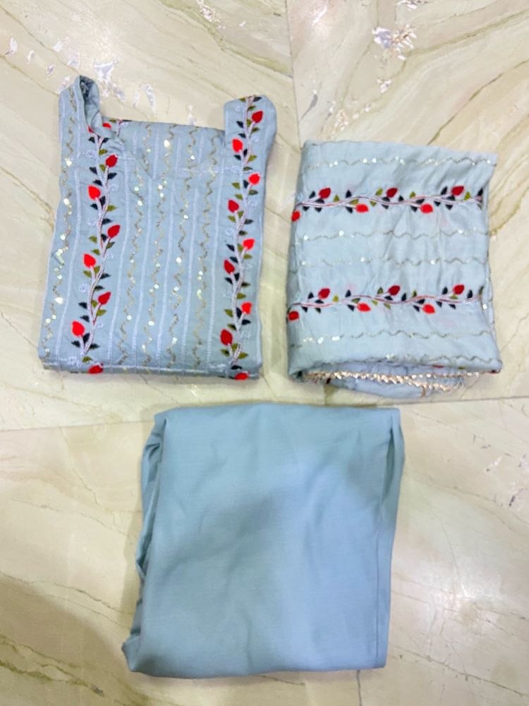 Powder Blue Floral Embroidered Salwar Kameez