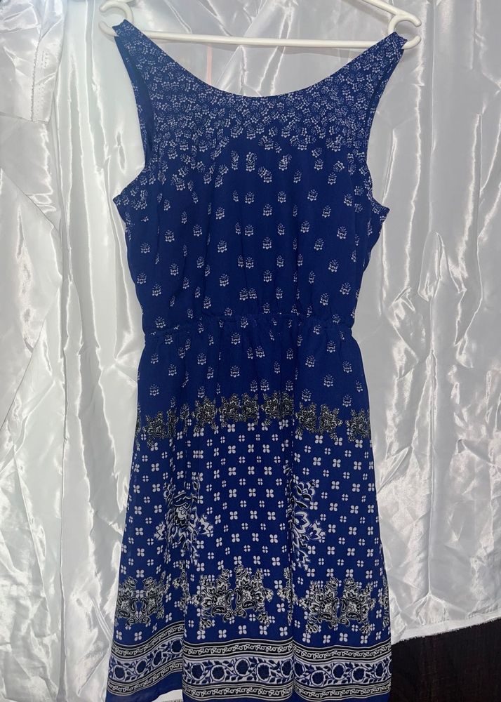 Blue Printed Dress