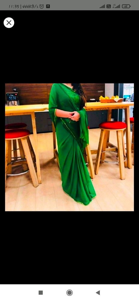 green chiffon saari