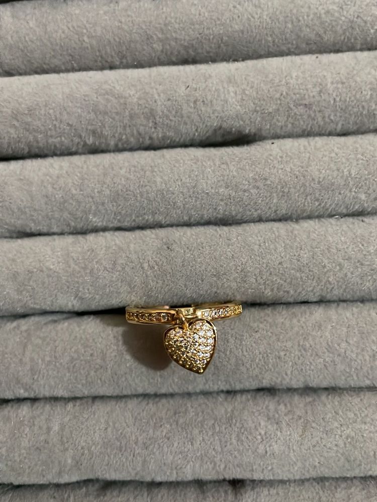 Rhinestone Heart Ring Adjustable