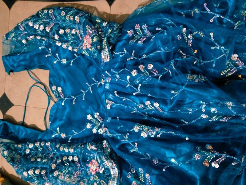 Teal Embroidered Ethnic Gown