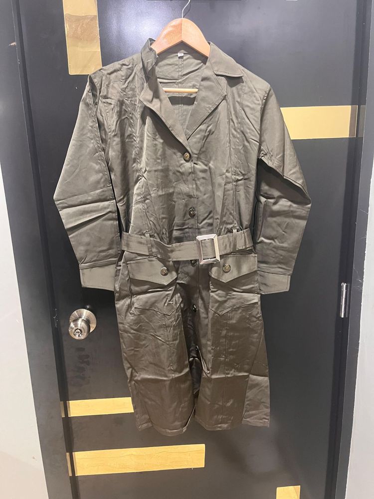 Olive Green Belted Jumpsuit