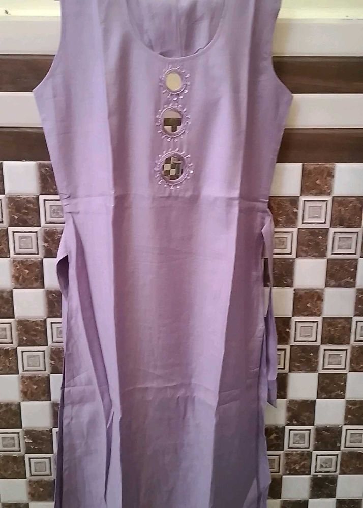 Lavender Kurta with Mirror Work