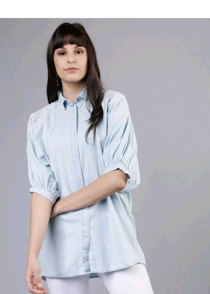 Tokyo Talkies Oversize Korean Style Denim Top