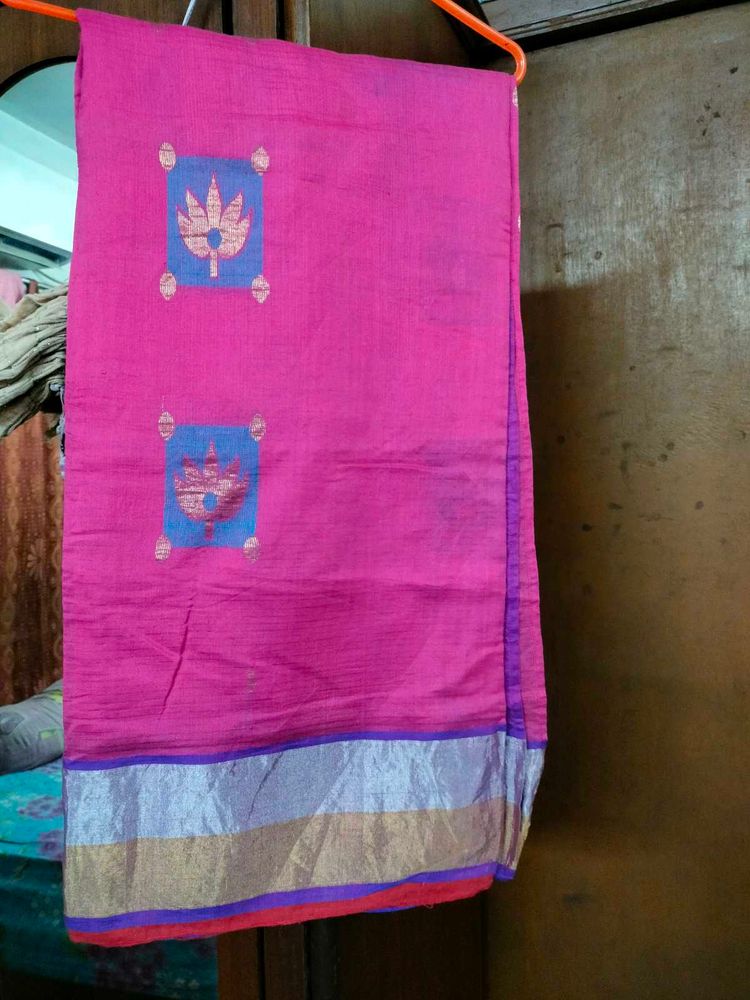 Pink Cotton Saree