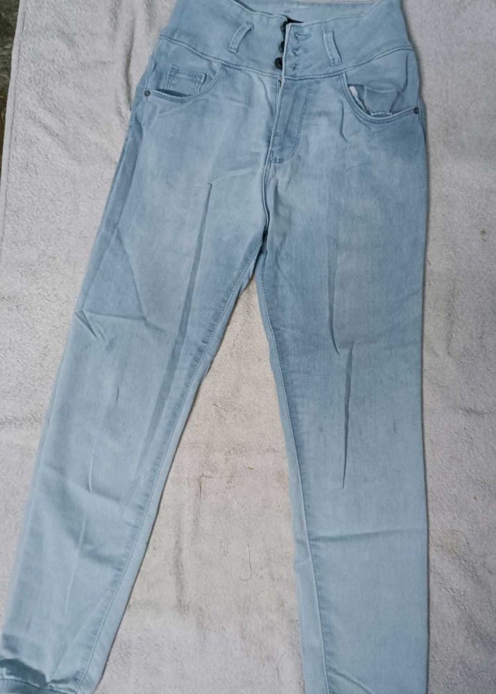 High-Waisted Light Wash Jeans