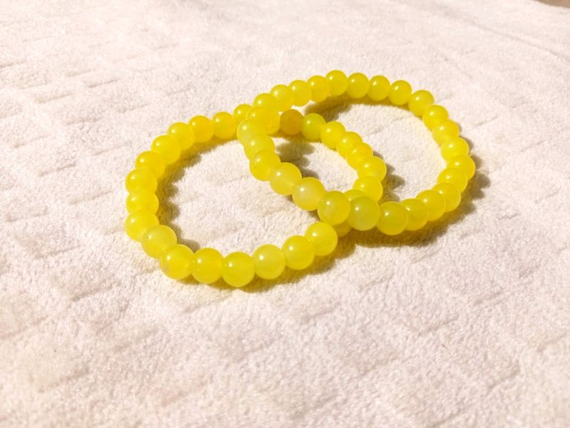 yellow chalcedony 10mm round smooth bead Bracelet