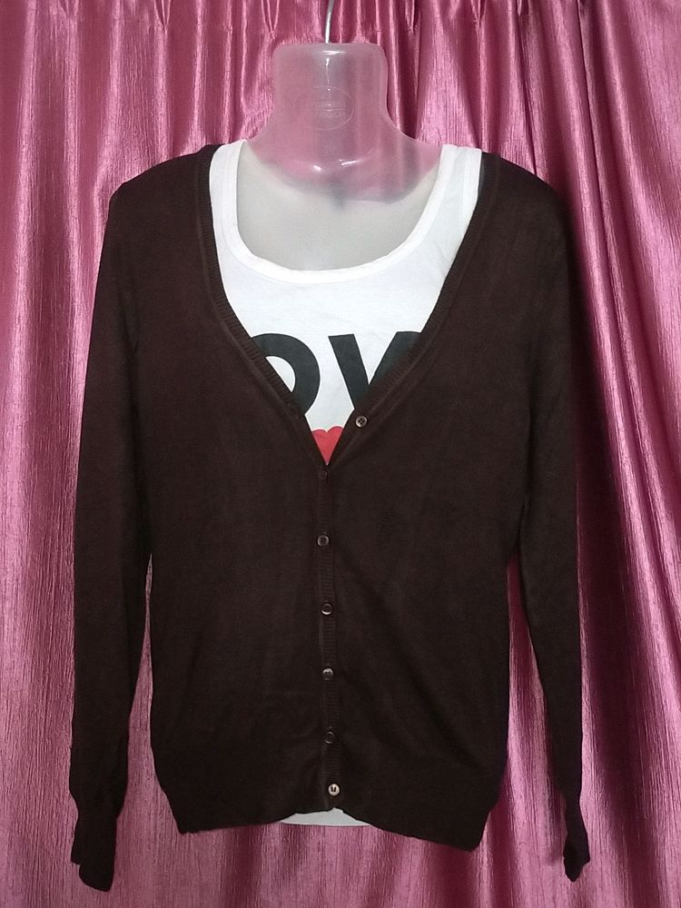 Coffee Brown 🤎☕ Branded Cardigan With Tag