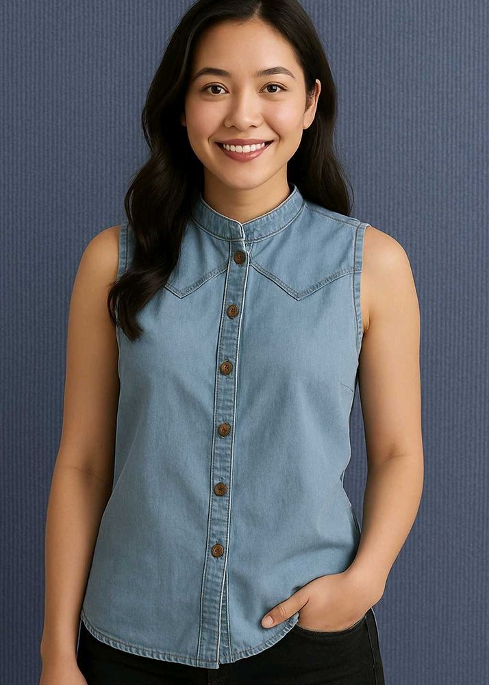 Sleeveless Denim Top