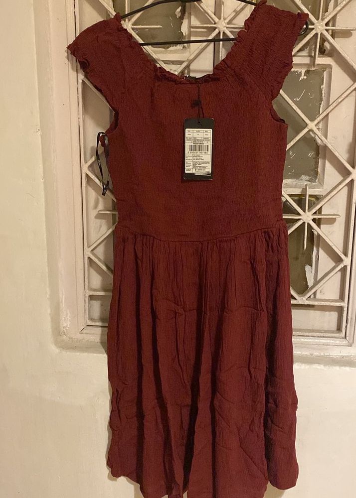 Maroon Fit &amp; Flare Dress