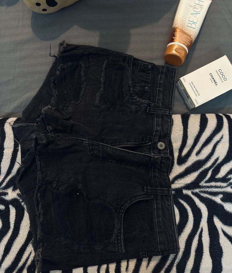 DENIM Ripped Shorts, Classy, Mini, Grey black Hot