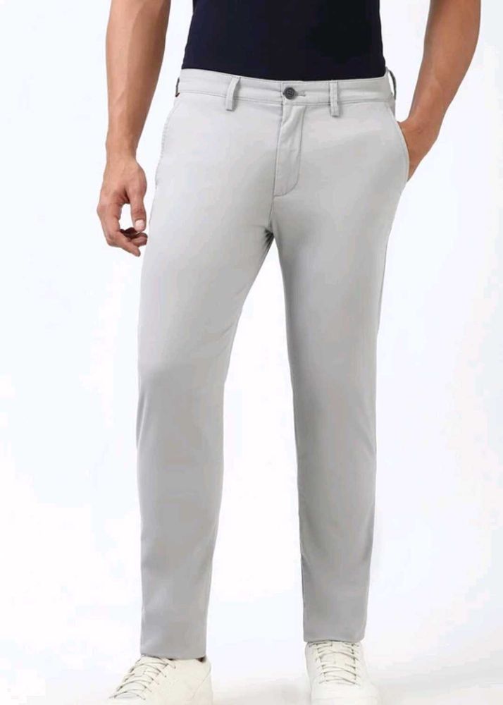 peter england Grey Cotton Blend casual Trouser