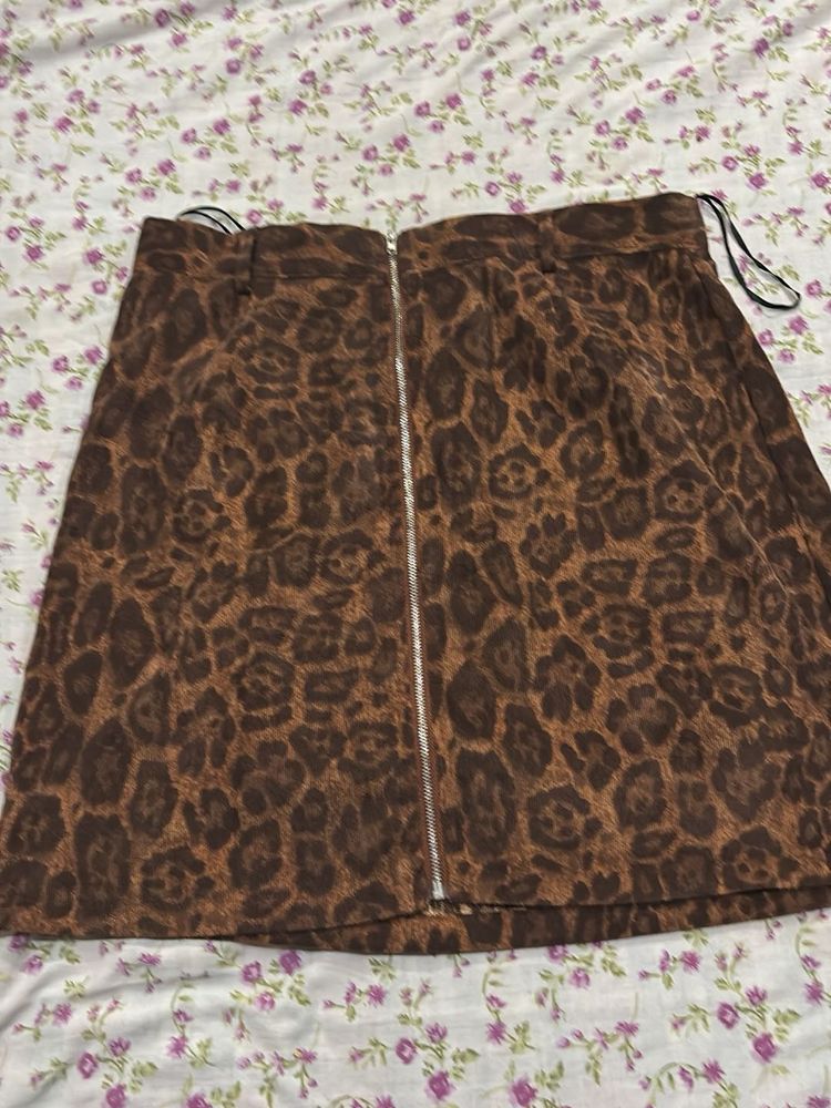 Leopard Print Mini Skirt