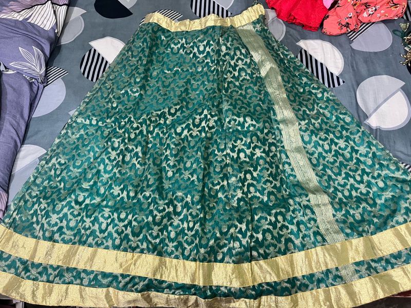 Emerald &amp; Gold Lehenga Skirt