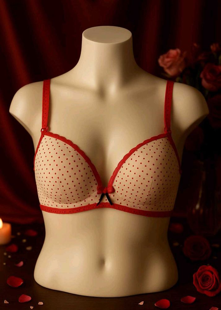 🇳🇿💫💗 Polka Dot White Red Bra