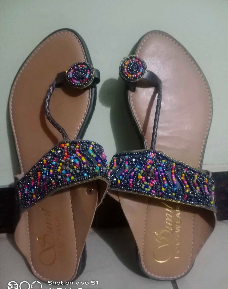 Beaded Ethnic Thong Sandals