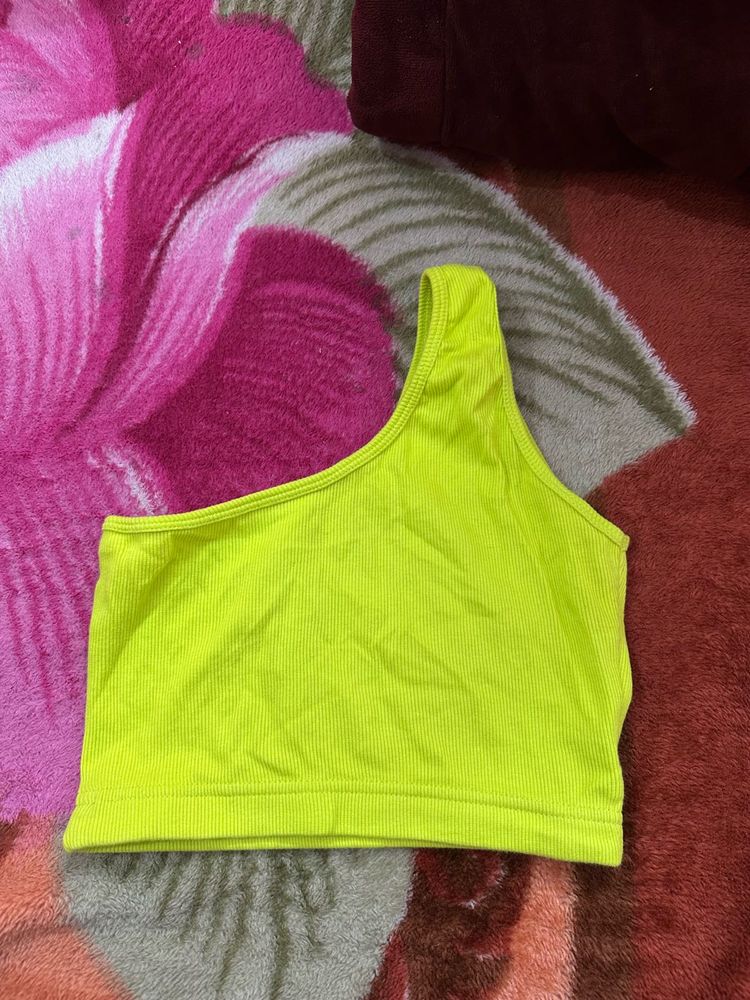 Neon Green One Shoulder Top
