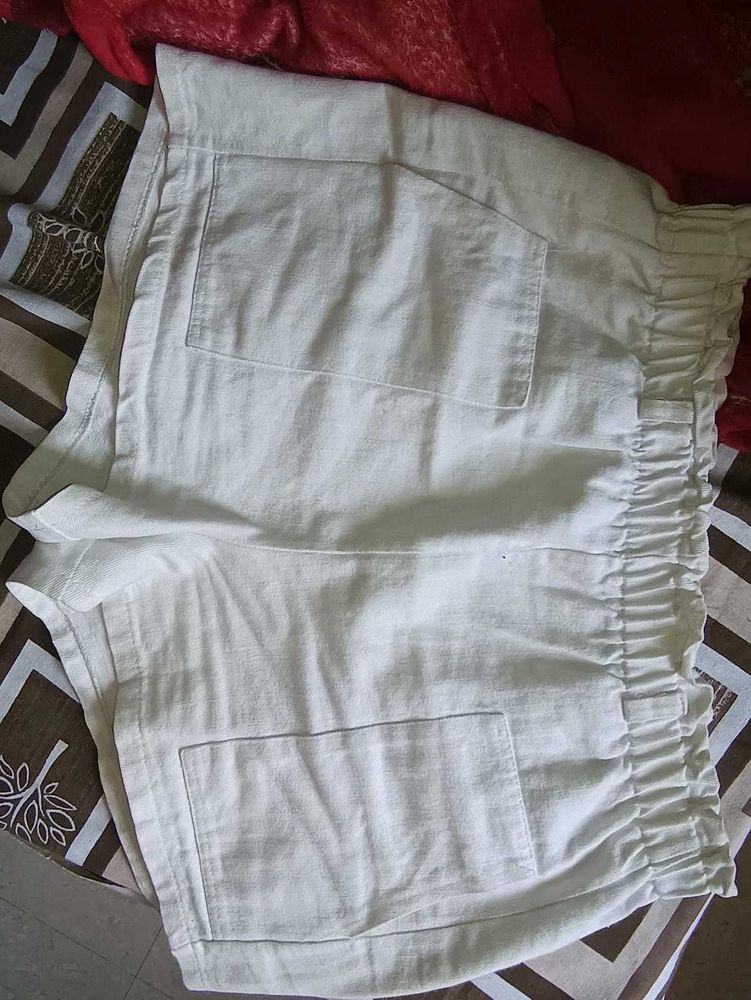 White Pocketed Shorts