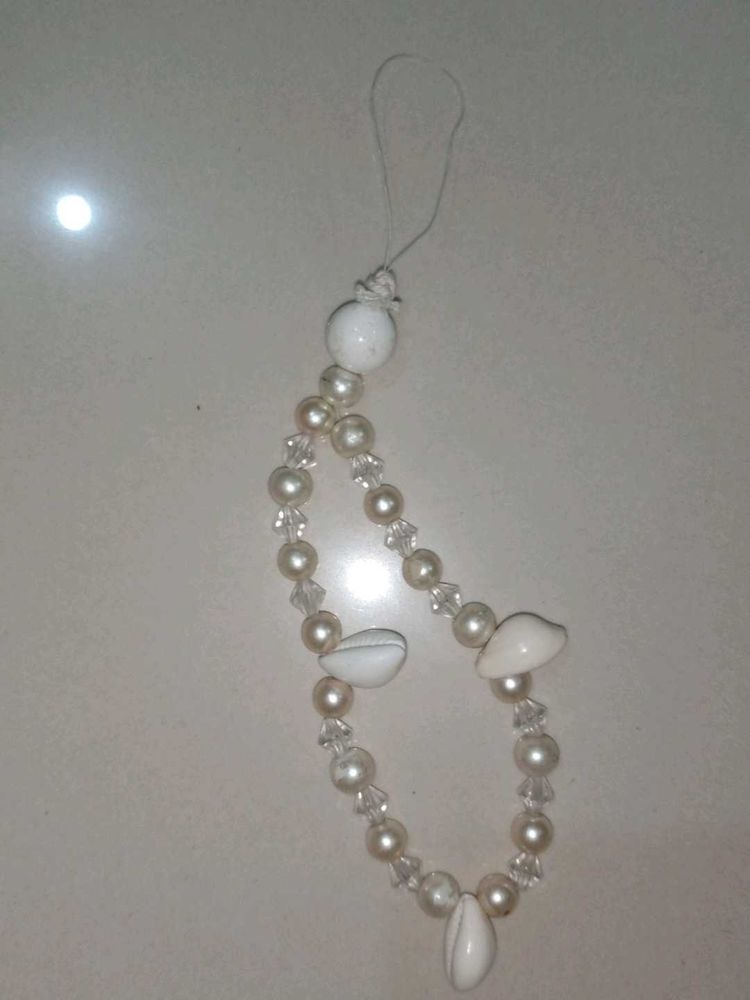 ~~Phone Charm Sea Type Beeded Pastel Colour White~