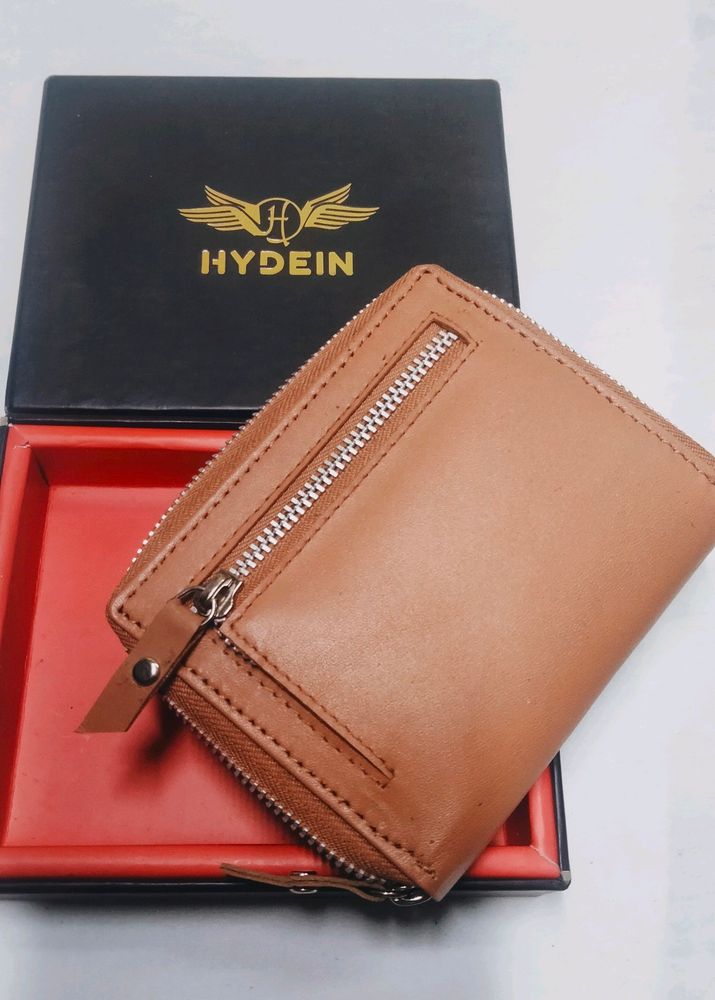 Mens Trendy Zipper Genuine Leather Wallet