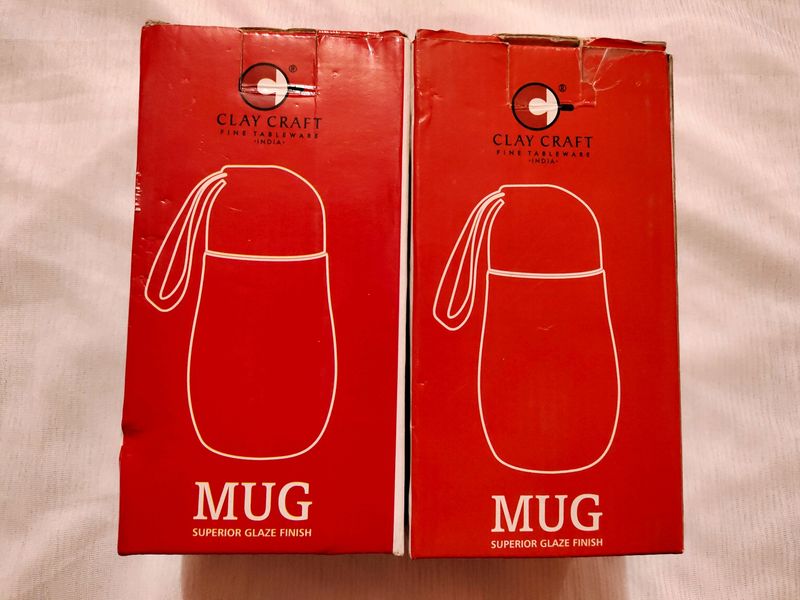 Clay Craft Milk Mug With Lid (Pack Of 2)