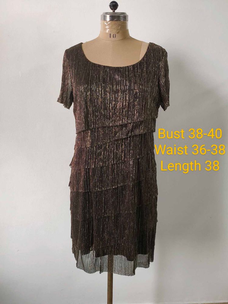 Vintage Metallic Tiered Dress