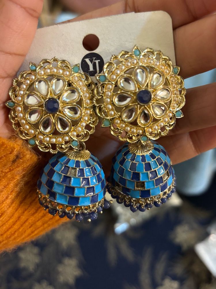 Blue Jhumka Earrings