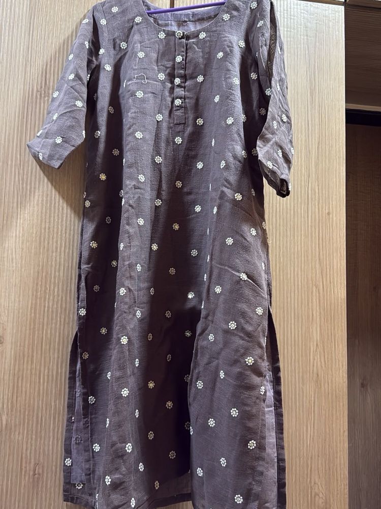 Grey/Mauve Floral Kurta