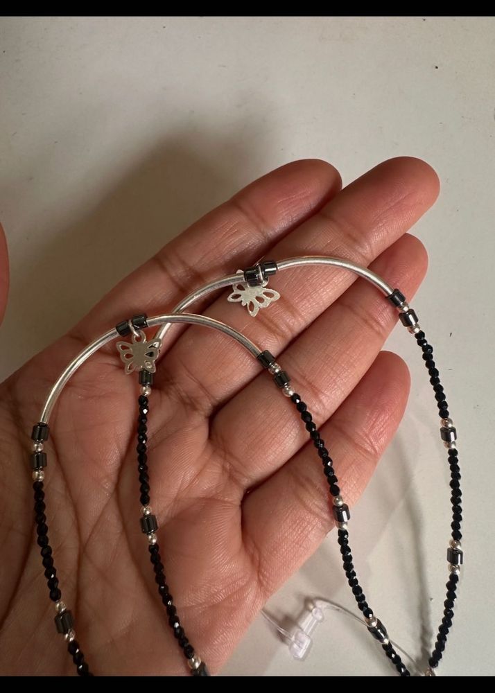 925 silver anklets with butterfly design