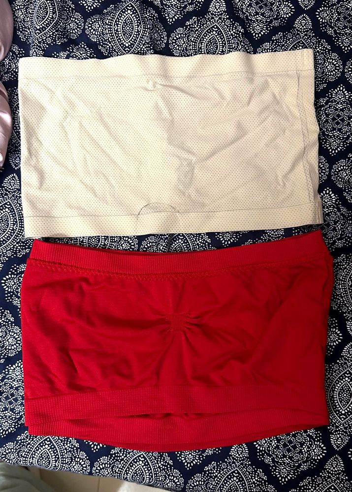 Tube Top Set of two ( red and beige)
