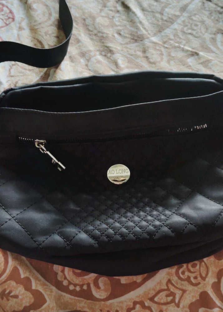 Black Quilted Belt Bag