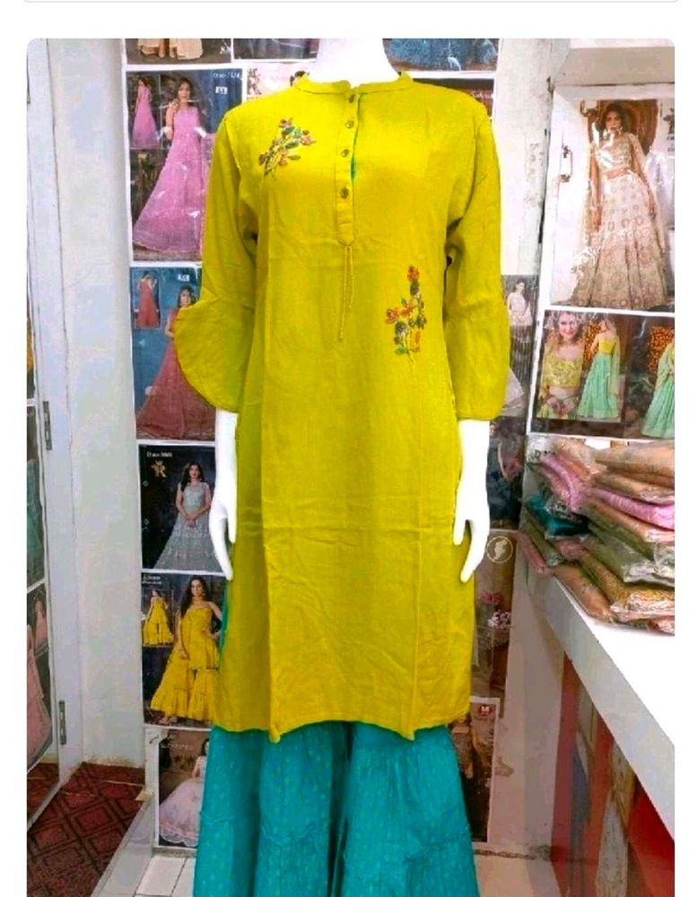 Elegant Lime Green Sharara Suit