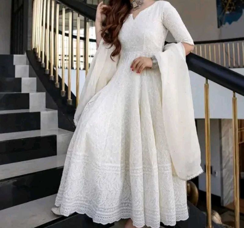 Anarkali White Gown