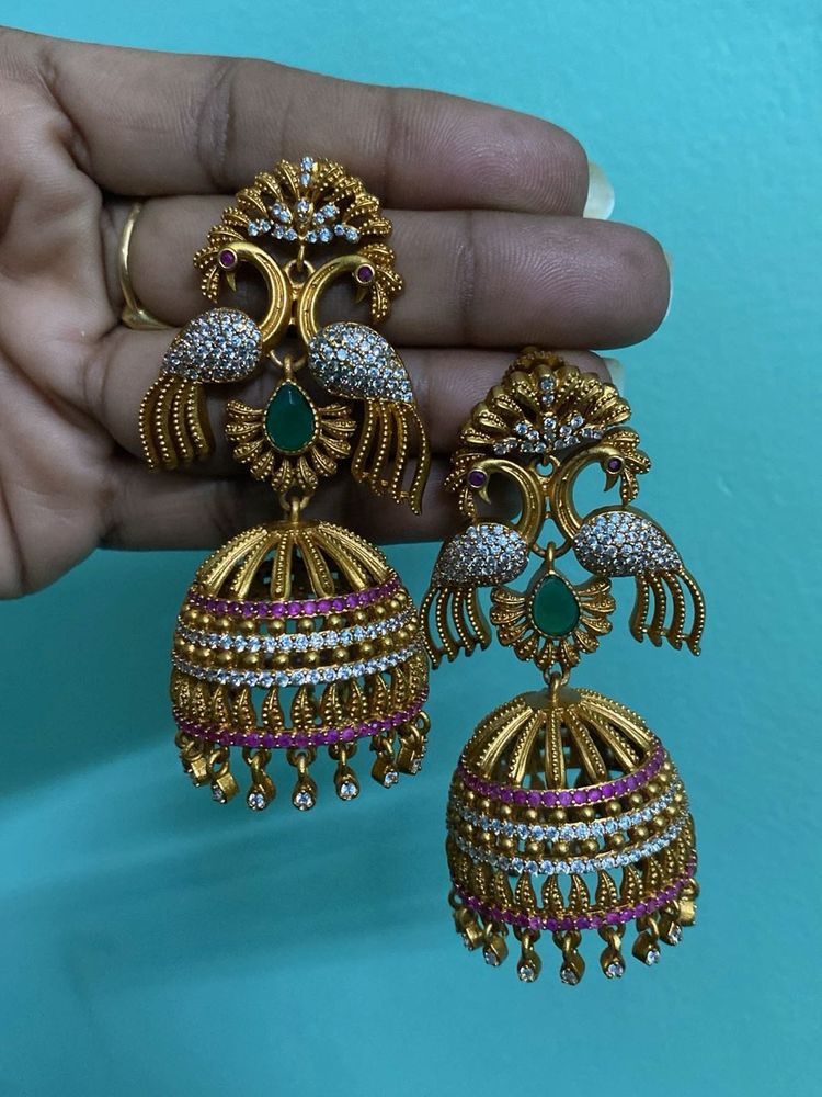 Peacock Jhumka Earrings